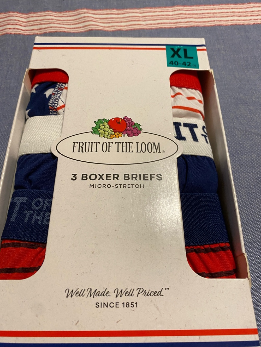Fruit of the Loom Men's 3-Pack Boxer Briefs - Blue/Red/White